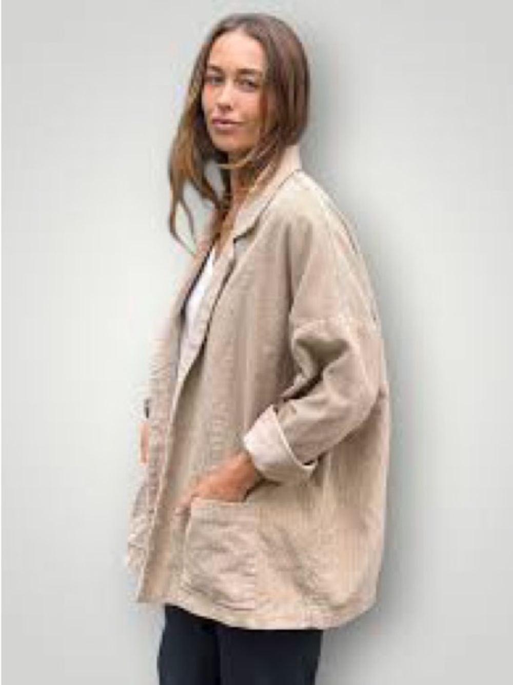 POL Womens Beige Oversized corduroy blazer
